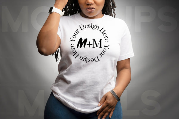 Copy of Bella Canvas 3001 White T-Shirt Mock Up | Black Woman Mock Up | African American Models | Woman Lifestyle | Black Woman Fashion