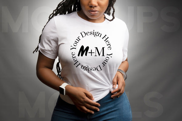 Copy of Bella Canvas 3001 White T-Shirt Mock Up | Black Woman Mock Up | African American Models | Woman Lifestyle | Black Woman Fashion
