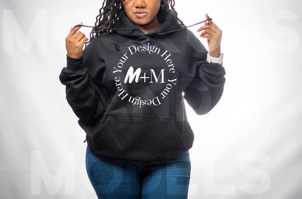Gildan 185 Black Hoodie Mockup | Black Model Mock Up | African American Mock Ups | Pullover | Bella Canvas Hoodie Mockup