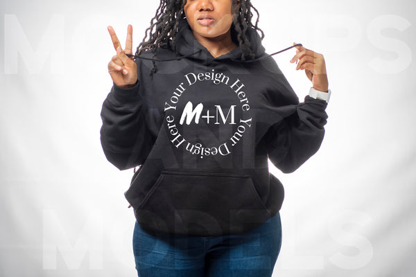Gildan 185 Black Hoodie Mockup | Black Model Mock Up | African American Mock Ups | Pullover | Bella Canvas Hoodie Mockup
