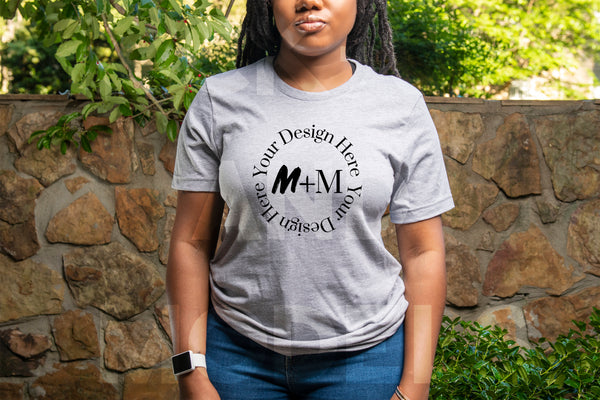 Bella Canvas 3001 Athletic Heather Gray T-Shirt Mock Up | Black Model Mock Up | African American Mock Ups | Black Woman Lifestyle Outdoors