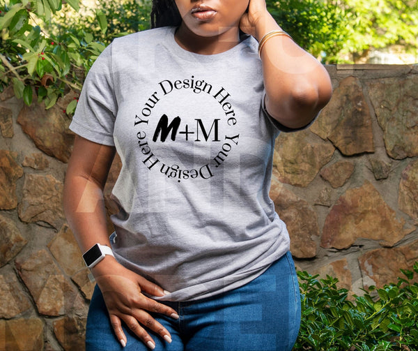 Bella Canvas 3001 Athletic Heather Gray T-Shirt Mock Up | Black Model Mock Up | African American Mock Ups | Black Woman Lifestyle Outdoors