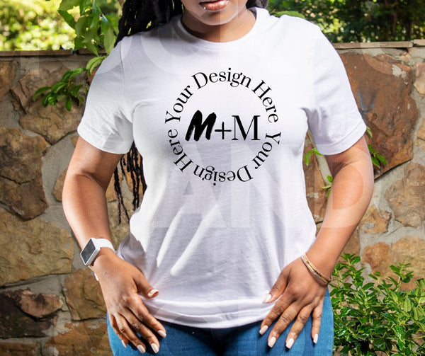 Bella Canvas 3001 White T-Shirt Mock Up | Black Model Mock Up | African American MockUps | Woman Lifestyle | Mock-up for Print On Demand