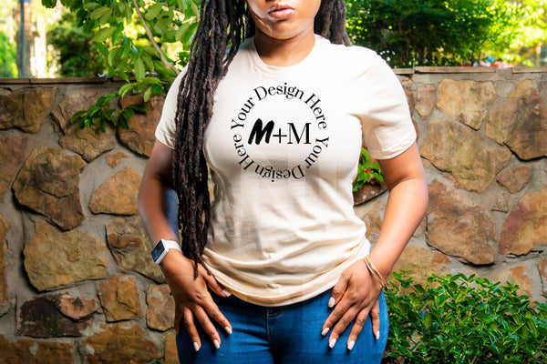 Bella Canvas 3001 Soft Cream T-Shirt Mock Up | Black Model Mock Up | African American Mock Ups | Black Woman Lifestyle Fashionable