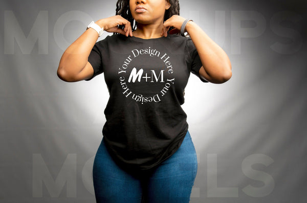 Bella Canvas 3001 Black T-Shirt Mock Up | Black Model Mock Up | African American Mock Ups | Black Woman Lifestyle Fashionable