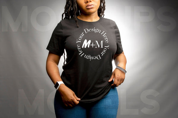 Bella Canvas 3001 Black T-Shirt Mock Up | Black Model Mock Up | African American Mock Ups | Black Woman Lifestyle Fashionable
