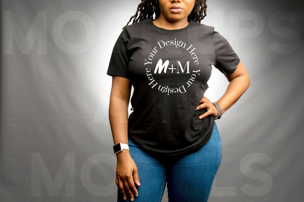 Bella Canvas 3001 Black T-Shirt Mock Up | Black Model Mock Up | African American Mock Ups | Black Woman Lifestyle Fashionable