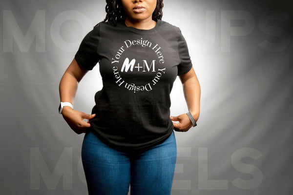 Bella Canvas 3001 Black T-Shirt Mock Up | Black Model Mock Up | African American Mock Ups | Black Woman Lifestyle Fashionable