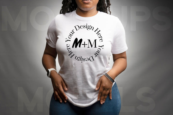 Bella Canvas 3001 White T-Shirt Mock Up | Black Woman Mock Up | African American Models | Woman Lifestyle | Black Woman Fashion