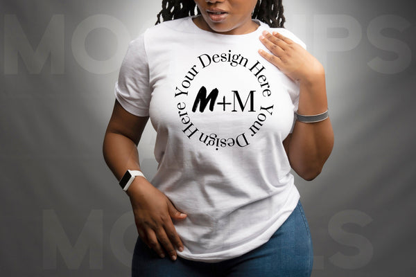 Bella Canvas 3001 White T-Shirt Mock Up | Black Woman Mock Up | African American Models | Woman Lifestyle | Black Woman Fashion
