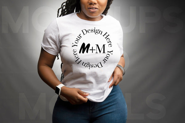 Bella Canvas 3001 White T-Shirt Mock Up | Black Woman Mock Up | African American Models | Woman Lifestyle | Black Woman Fashion
