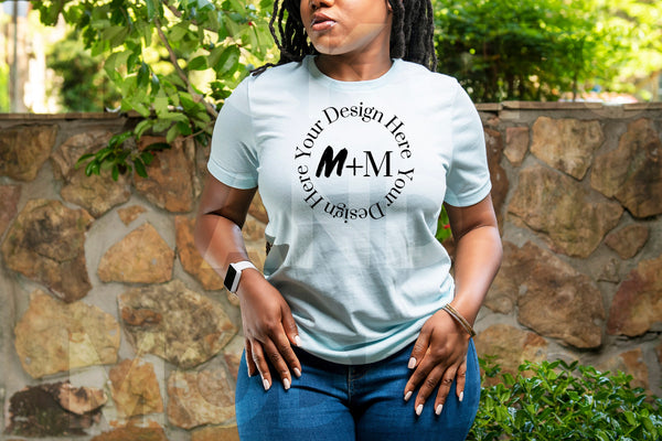 Bella Canvas 3001 Heather Prism Ice Blue T-Shirt Mock Up | Black Model Mock Up | African American Mock Ups | Black Woman Lifestyle Outdoors