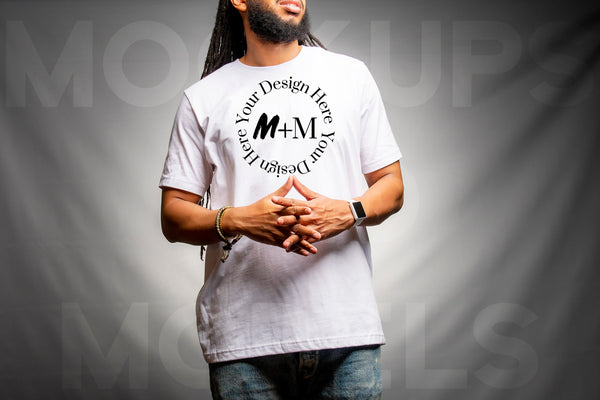 Bella Canvas 3001 White T-Shirt Mock Up | Black Male Mock Up | African American Mens Models | Lifestyle | Black Male Fashion | Loc Model