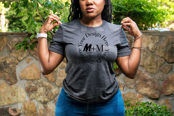 Bella Canvas 3001 Dark Grey Heather T-Shirt Mock Up | Black Model Mock Up | African American Mock Ups | Black Woman Lifestyle Fashionable