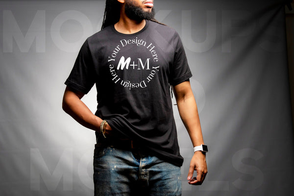 Bella Canvas 3001 Black T-Shirt Mock Up | Black Male Mock Up | African American Mens Models | Lifestyle | Black Male Fashion | Loc Model