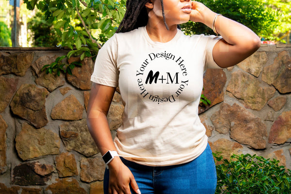 Bella Canvas 3001 Soft Cream T-Shirt Mock Up | Black Model Mock Up | African American Mock Ups | Black Woman Lifestyle Fashionable