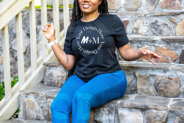 Bella Canvas 3001 Black T-Shirt Mock Up | Black Model Mock Up | African American Mock Ups | Black Woman Lifestyle Fashionable