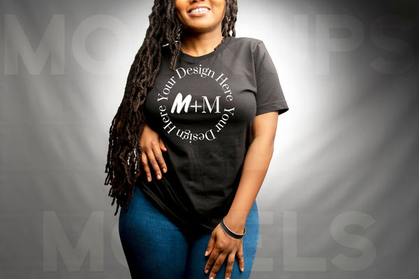 Bella Canvas 3001 Black T-Shirt Mock Up | Black Model Mock Up | African American Mock Ups | Black Woman Lifestyle Fashionable