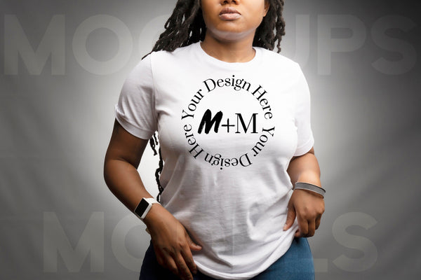 Bella Canvas 3001 White T-Shirt Mock Up | Black Woman Mock Up | African American Models | Woman Lifestyle | Black Woman Fashion