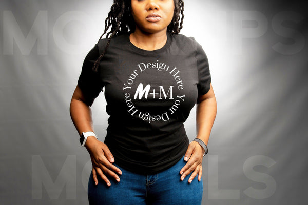 Bella Canvas 3001 Black T-Shirt Mock Up | Black Model Mock Up | African American Mock Ups | Black Woman Lifestyle Fashionable
