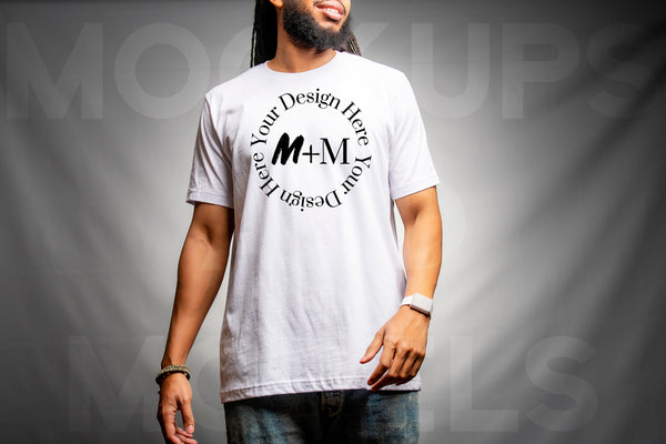 Bella Canvas 3001 White T-Shirt Mock Up | Black Male Mock Up | African American Mens Models | Lifestyle | Black Male Fashion | Loc Model