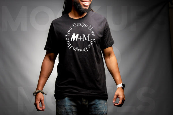 Bella Canvas 3001 Black T-Shirt Mock Up | Black Male Mock Up | African American Mens Models | Lifestyle | Black Male Fashion | Loc Model