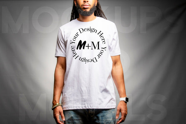 Bella Canvas 3001 White T-Shirt Mock Up | Black Male Mock Up | African American Mens Models | Lifestyle | Black Male Fashion | Loc Model