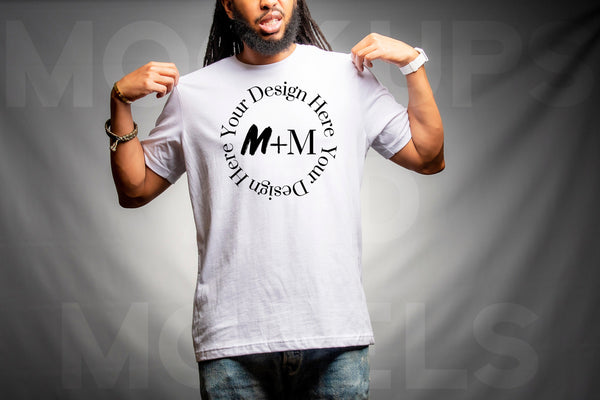 Bella Canvas 3001 White T-Shirt Mock Up | Black Male Mock Up | African American Mens Models | Lifestyle | Black Male Fashion | Loc Model