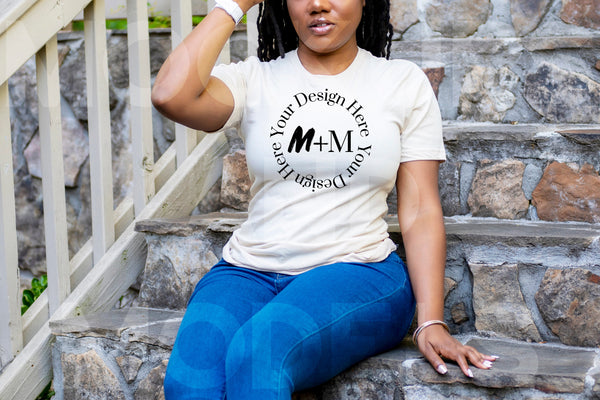 Bella Canvas 3001 Soft Cream T-Shirt Mock Up | Black Model Mock Up | African American Mock Ups | Black Woman Lifestyle Fashionable