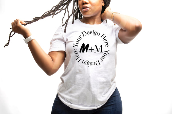Bella Canvas 3001 White T-Shirt Mock Up | Black Woman Mock Up | African American Models | Woman Lifestyle | Black Woman Fashion
