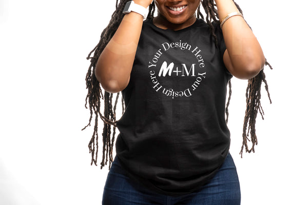 Bella Canvas 3001 Black T-Shirt Mock Up | Black Model Mock Up | African American Mock Ups | Black Woman Dreadlocks Model | Locs
