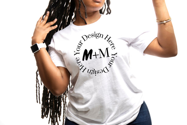 Bella Canvas 3001 White T-Shirt Mock Up | Black Woman Mock Up | African American Models | Woman Lifestyle | Black Woman Fashion