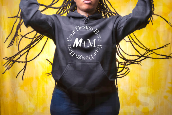 Gildan 185 Black Hoodie Mock Up | Black Woman Mock Up | African American Models | Lifestyle | Black Female Winter Fashion Pullover