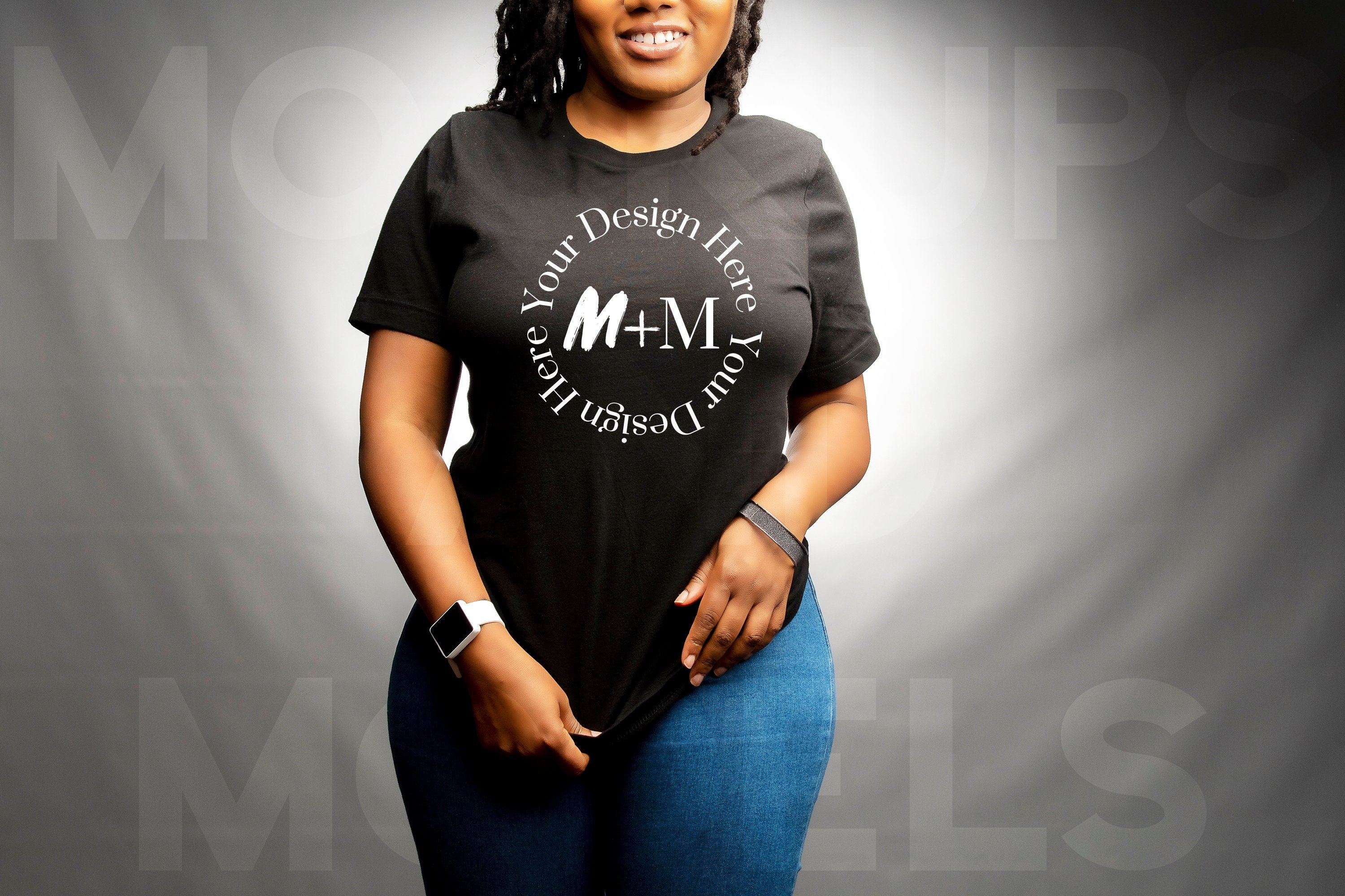 Bella Canvas 3001 Black T-Shirt Mock Up | Black Model Mock Up | African American Mock Ups | Black Woman Lifestyle Fashionable