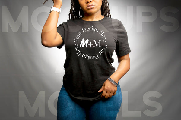 Bella Canvas 3001 Black T-Shirt Mock Up | Black Model Mock Up | African American Mock Ups | Black Woman Lifestyle Fashionable