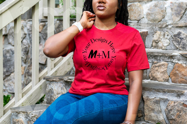 Bella Canvas 3001 Red T-Shirt Mock Up | Black Model Mock Up | African American Mock Ups | Black Woman Lifestyle Outdoors | Fashion Mock