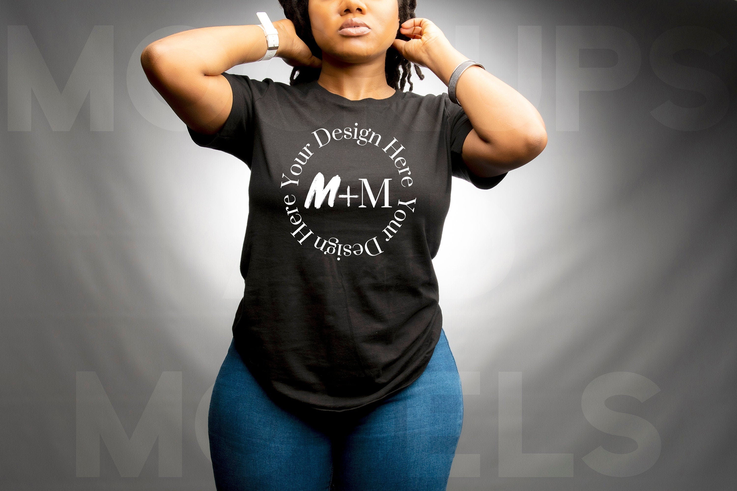 Bella Canvas 3001 Black T-Shirt Mock Up | Black Model Mock Up | African American Mock Ups | Black Woman Lifestyle Fashionable