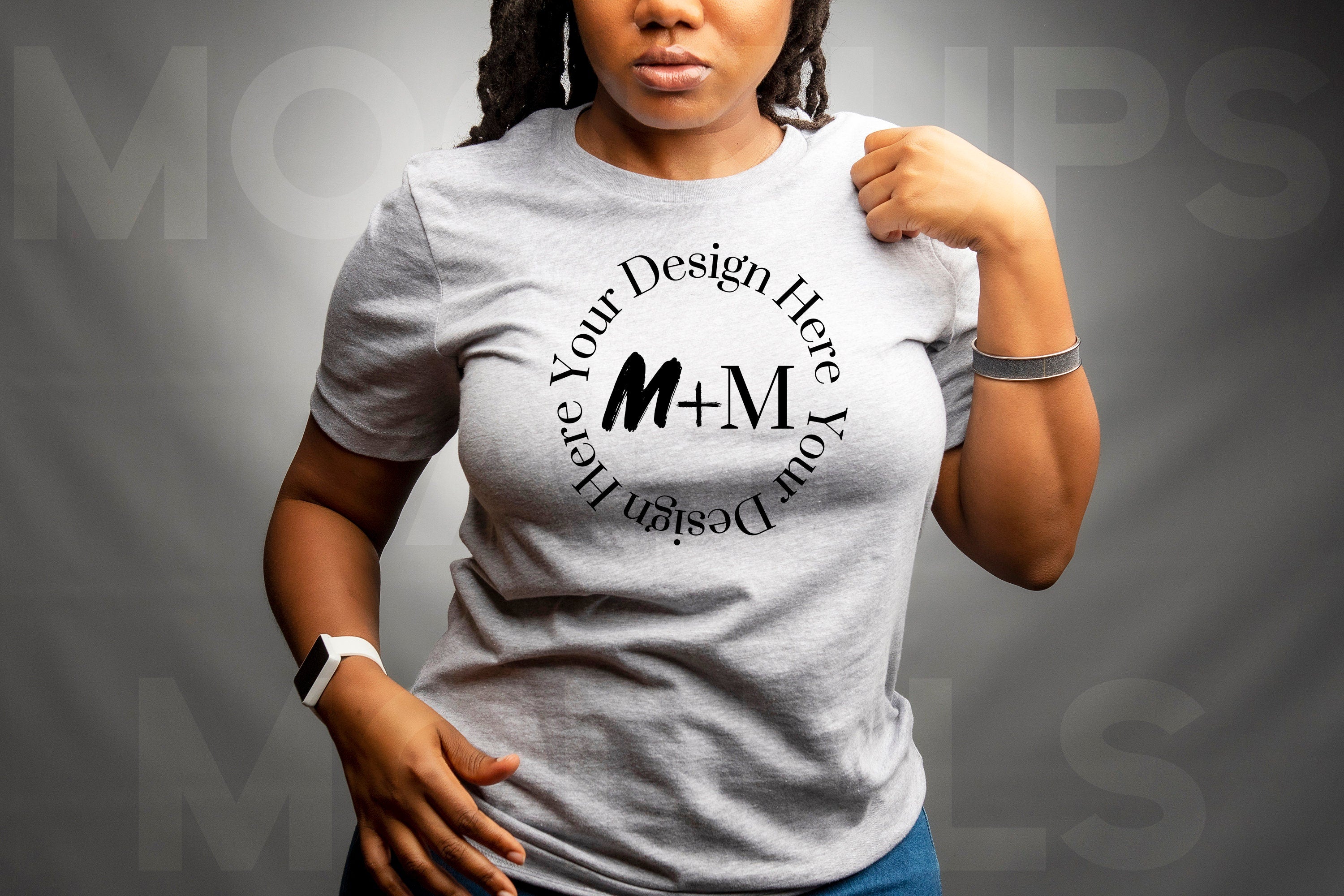 Bella Canvas 3001 Athletic Heather Gray T-Shirt Mock Up | Black Model Mock Up | African American Mock Ups | Black Woman Lifestyle Outdoors
