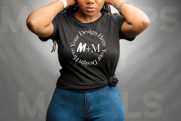 Bella Canvas 3001 Black T-Shirt Mock Up | Black Model Mock Up | African American Mock Ups | Black Woman Lifestyle Fashionable