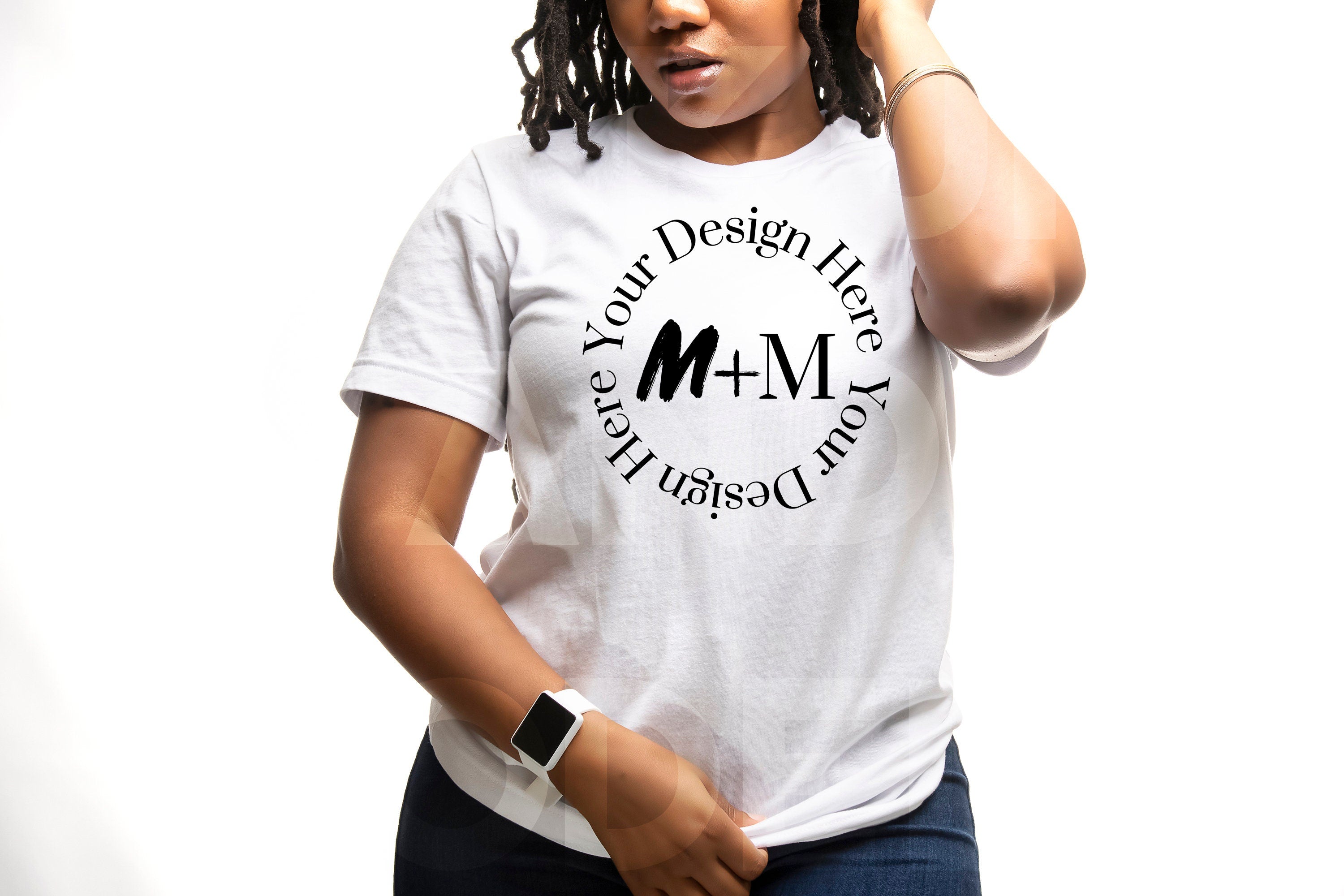 Bella Canvas 3001 White T-Shirt Mock Up | Black Woman Mock Up | African American Models |  Woman Lifestyle | Black Woman Fashion